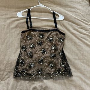 Milly Rhinestone Sequin Camisole Tank Top ASO BLAIR WALDORF